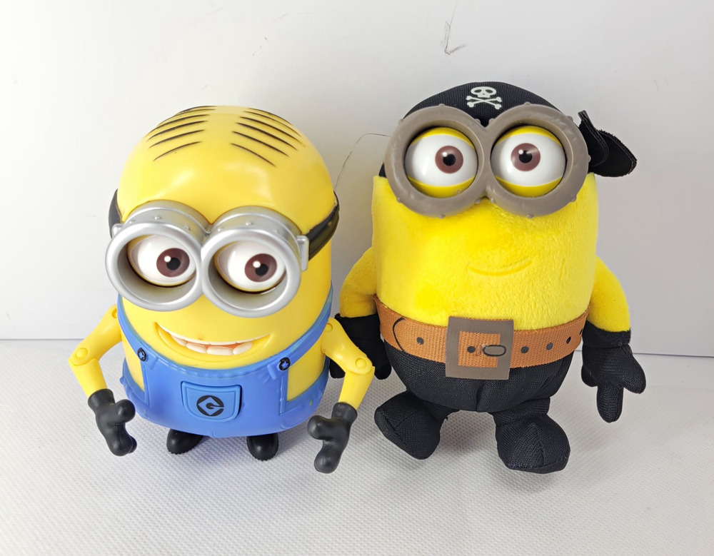 Despicable Me Minions Figure & Pirate Plush Toy Lot of 2 Universal Collectible